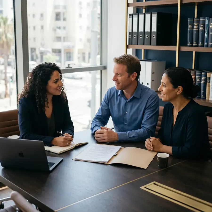 Real estate lawyer — client consultation (English / Hebrew)